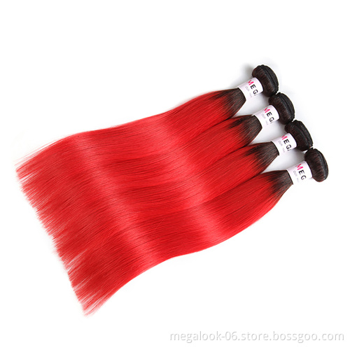 High Quality One Donor Unprocessed Hair Cuticle Aligned Hair Vigin Colored Ombre Red Indian Hair